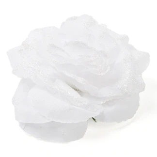 Afbeelding van Roos pes clip d14h8,5 cm winterwit Decoris