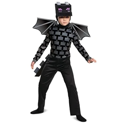 Afbeelding van Disguise Minecraft Ender Dragon kostuum voor kinderen, videospel geïnspireerd karakter outfit, klassieke kindermaat M (7 8), zwart