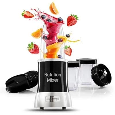 Afbeelding van GOURMETmaxx Voedingsmixer Deluxe 11 delig roestvrij staal/zwart