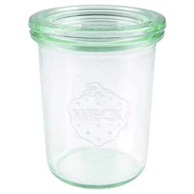Afbeelding van Weck Set van 12 glazen wegwerppotten 160 ml met deksel, hittebestendig, magnetronbestendig, oven en ovenbestendig, glas afgeronde rand