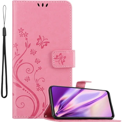 Afbeelding van Cadorabo Hoesje geschikt voor OnePlus Nord N200 5G in BLOEMEN ROZE Beschermhoes bloemmotief met magnetische sluiting, standfunctie en kaartsleuven Book Case Cover Etui