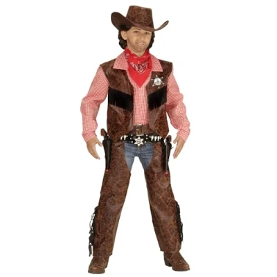 Afbeelding van Widmann Cowboy &amp; Cowgirl Kostuum Pistoolgevaarlijke Pieter Jongen Bruin Maat 158 Carnavalskleding Verkleedkleding