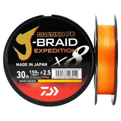 Afbeelding van Daiwa J Braid Expedition X8E Gevlochten lijn Smash Orange 0.06mm/2.5kg (150m)