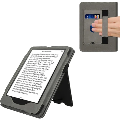 Afbeelding van kwmobile E reader hoesje geschikt voor Amazon Kindle Paperwhite (2024)/Colorsoft hoes flip case van kunstleer Ereader cover met stand Paardenbloemen Liefde design in grijs