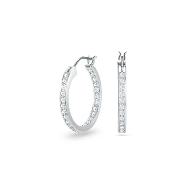 Afbeelding van Swarovski Sommerset HOOP Rhodium Plated Oorbellen, Dames, Maat: One Size, White