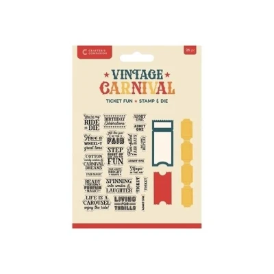 Afbeelding van CC Vintage Carnival Clearstamp/Snijmal Ticket Fun