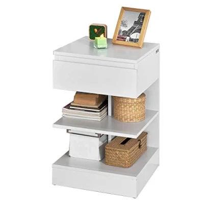Afbeelding van SoBuy® nachtkastje met 1 lade en 2 legplanken, console, bijzettafel voor woonkamer eetkamer, fbt49 w, is