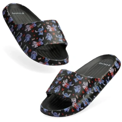 Afbeelding van Disney Stitch Kinderslippers, zomerslippers voor meisjes, kinderslippers zwembad en strand, 30 35, zwart.