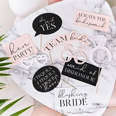 Afbeelding van Ginger Ray Photoprops Team Bride roze, zwart, wit