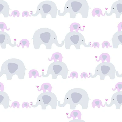 Afbeelding van OLIFANTJES BEHANG Kinderkamer roze grijs wit A.S. Création Little Love