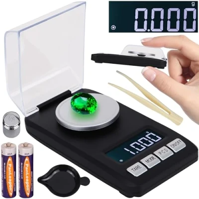 Afbeelding van Retoo precisieweegschaal 20 g/0,001 g, milligram met kalibratiegewicht, grammaweegschaal, goudweegschaal, zakweegschaal, digitale weegschaal, sieradenweegschaal, weegschaal