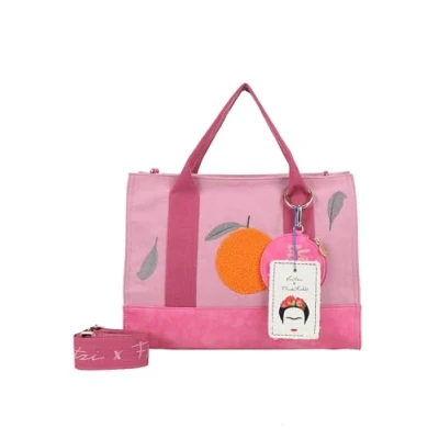 Afbeelding van Fritzi aus Preußen schoudertas utensil zak Canvas x Frida Kahlo Tote Bag Limited Oranges roze