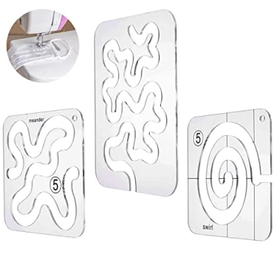 Afbeelding van DRERIO Set van 3 transparante acryl quiltsjablonen voor naaimachines