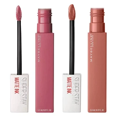 Afbeelding van Maybelline New York SuperStay Matte Ink Color 15 Lover + Lippenkleur 65 Seductress 2 lippenstiften met applicator punt