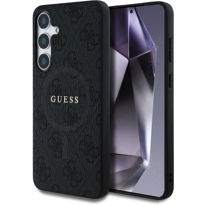 Afbeelding van Guess 4G Ring Classic Logo Hoesje Geschikt voor Samsung Galaxy S25 Back Cover Compatibel met MagSafe / Qi2 Zwart