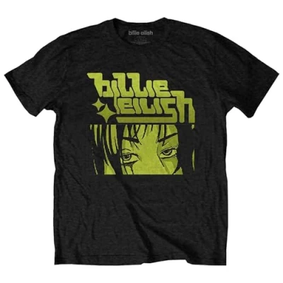 Afbeelding van Billie Eilish Anime Logo Heren T shirt M Zwart