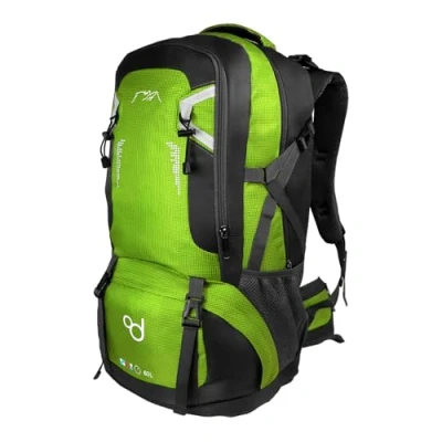 Afbeelding van Ociodual rugzak, lichtgroen, 60 l, voor op reis, ademend, ultralicht, waterafstotend, nylon, in bagage, wandelen, kamperen