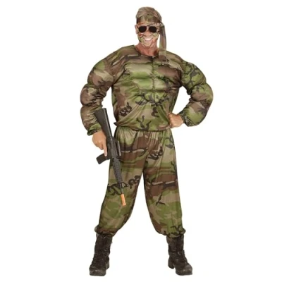 Afbeelding van Widmann Leger &amp; Oorlog Kostuum Super Soldaat Uit De Sportschool Medium Carnavalskleding Verkleedkleding