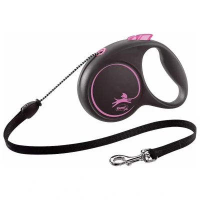 Afbeelding van Flexi Black Design Koord m 5 Hondenriem Roze&amp;Zwart