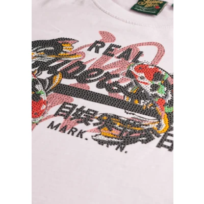 Afbeelding van Superdry Vintage LOGO Tokyo Tshirt print, Dames, Maat: 44, Rose pink slub