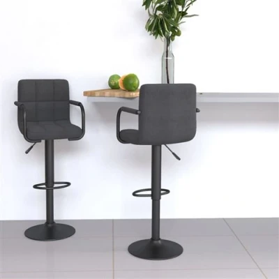 Image de vidaXL Tabourets de bar lot 2 gris foncé tissu333382