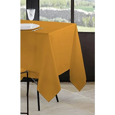 Afbeelding van STOF Lovely CASA Tafelkleed, afmetingen 145 x 240 cm, 100% polyester, kleur: kerrie, model Nelson, rechthoekig, tafellinnen, wasbaar op 30 graden, uitzonderlijke kwaliteit
