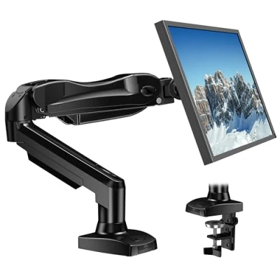 Afbeelding van HUANUO Enkele Monitorarm voor 13 30 &#039;&#039; LED LCD Schermen, 360 Draaibare Gasveerarm, 2 Optionele Montagemethoden, Ondersteuning VESA 75 100 mm en Gewicht 6,5 Kg