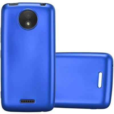 Afbeelding van Cadorabo Hoesje geschikt voor Motorola MOTO C PLUS in METAAL BLAUW Beschermhoes gemaakt van flexibel TPU silicone Case Cover