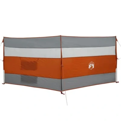 Afbeelding van vidaXL Windscherm camping waterdicht 340x130 cm grijs en oranje