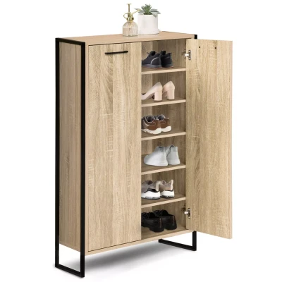 Afbeelding van Meuble à chaussures LUIS armoire 2 portes design industriel