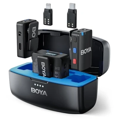Afbeelding van BOYA Draadloze stropdasmicrofoon voor iPhone, Android smartphone type C, DSLR camera, geïntegreerde opname, bereik 299,9 m, 10 uur batterijduur, microfoon