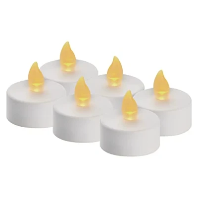 Afbeelding van EMOS DCCV11 Set van 6 witte led theelichtjes vlamloos met flikkerend effect, decoratie voor Kerstmis, kerstboom, Allerheiligen, IP20, batterij, warm wit