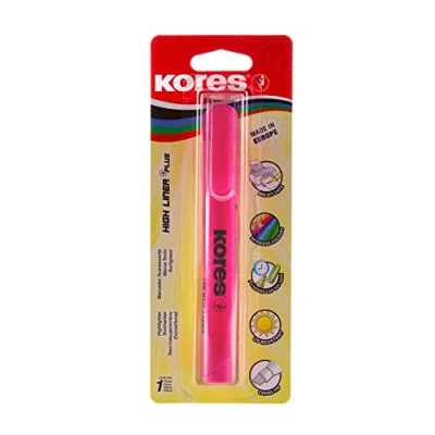 Afbeelding van Kores High Liner Plus: roze fluorescerende markeerstiften, afgeschuinde punt en inkt op waterbasis, school kantoorbenodigdheden, uniek pakket