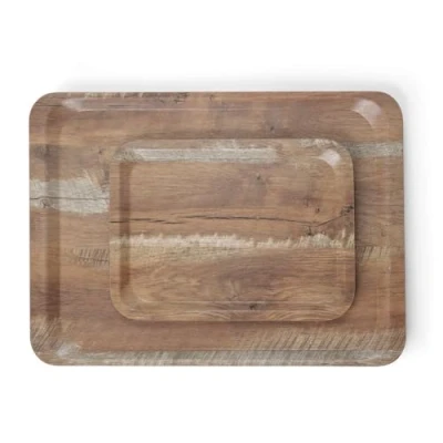 Afbeelding van Hendi Dienblad Rechthoek Melamine Hout Bedrukking Donker Eiken 240x350mm