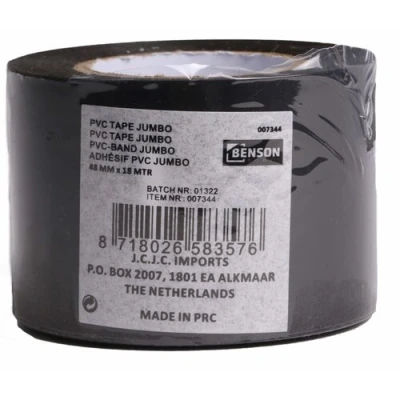 Afbeelding van Benson Klustape PVC Tape 18 meter x 48 mm Zwart