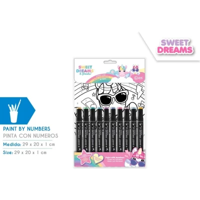 Afbeelding van Unicorn Eenhoorn Kleuren op Nummer Sweet Dreams Kleurpakket Kinderen