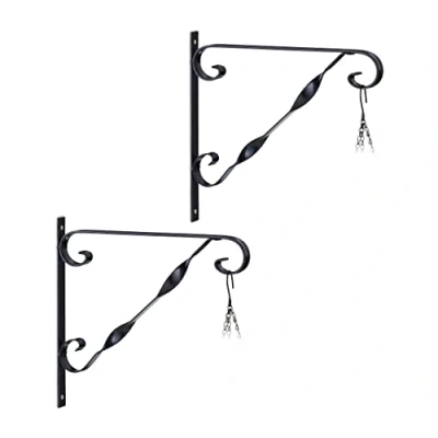 Afbeelding van Relaxdays plantenhaak muur set van 2 hanging basket haak metalen bloempothaak binnen