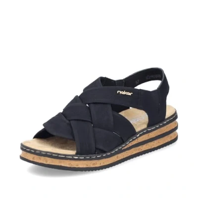 Afbeelding van Rieker Damesslippers 62908, Zwart 00, 42 EU smalle maat