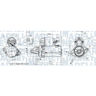 Afbeelding van MAGNETI MARELLI 063721346010 Startmotor 12 1,1 9 OPEL: Corsa C Hatchback, Combo Box Body / Estate, Astra H GTC, FIAT: Grande Punto Hatchback