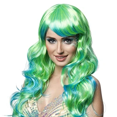 Afbeelding van Boland Pruik Aqua Groen Golvend Lang Vrouwen Zeemeermin Fantasy