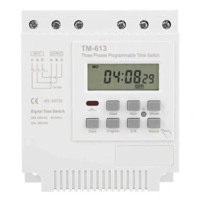 Afbeelding van Jadeshay programmeerbaar tijdrelais, 380 V, timerschakelaar, programmeerbaar, TM 613, 16 A, 3 fasen, tijdrelais