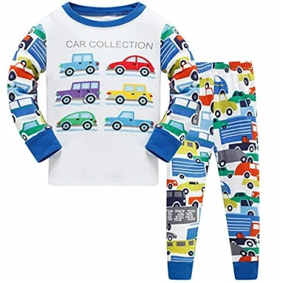 Afbeelding van LitBud Kinderen Pyjama Set 100% Katoen Dinosaurus Nachtkleding Lange Pjs Maat voor Peuters UK 1 7 Jaar, Auto