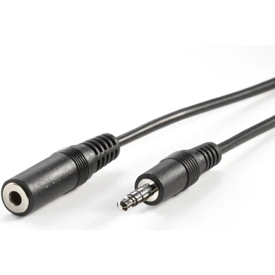 Afbeelding van Value 11.99.4353 Jackplug Audio Aansluitkabel [1x male 3,5 mm 1x female mm] 3.00 m Zwart Afgeschermd