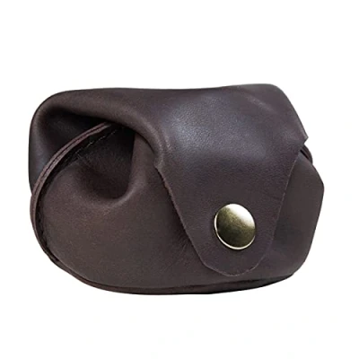 Afbeelding van STILORD &#039;Bob&#039; Mini Portemonnee Leer Vintage Kleine Munt Pouch Weense Doos Sleutelhanger Echt Leer, Bruin Donker bleek,