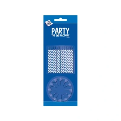 Afbeelding van Taartkaarsjes blauw groen 24 stuks