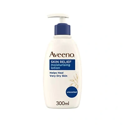 Image de Aveeno Lotion hydratante apaisante pour soulager la peau (1 x 300 ml) avec complexe apaisant triple avoine et beurre de karité, hydratation intense 72 heures, aide à sécheresse les