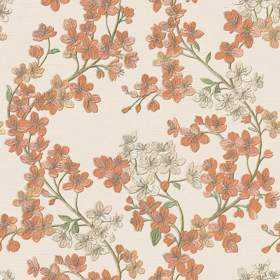 Afbeelding van Dutch Wallcoverings Grace Cherry blossom orange vliesbehang 10m x 53cm GR322202