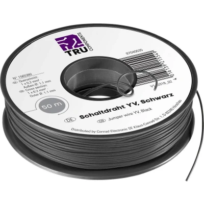 Afbeelding van TRU COMPONENTS 1565380 Schakeldraad Yv 1 x 0.20 mm² Zwart 50 m