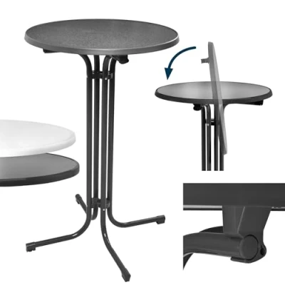 Afbeelding van Beautissu Bellini Inklapbaar Statafel Rond Ø 70 cm Grijs Outdoor Tafel Weerbestendig Hittebestendigheid Eenvoudige Montage Voorgemonteerd