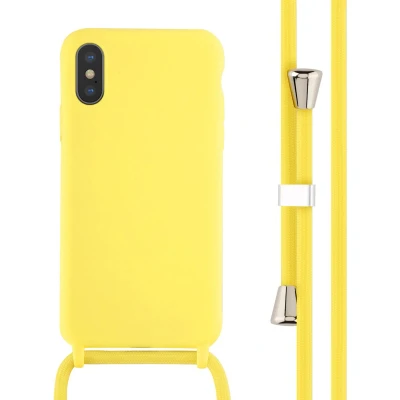 Afbeelding van iMoshion hoesje Geschikt voor iPhone Xs / X met koord Siliconen Geel